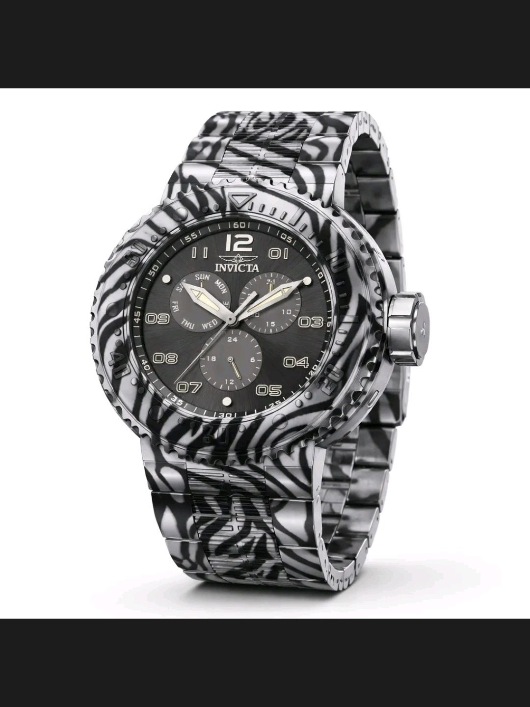 Invicta Men's Black & White Zebra-Pattern 50mm Watch